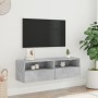 Wall-mounted TV unit in gray concrete engineered wood, 100x30x30 cm by , TV Furniture - Ref: Foro24-836888, Price: 52,34 €, D...