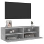 Wall-mounted TV unit in gray concrete engineered wood, 100x30x30 cm by , TV Furniture - Ref: Foro24-836888, Price: 52,34 €, D...