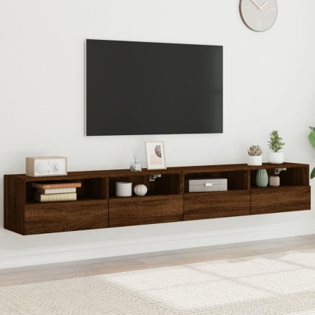 Wall-mounted TV units 2 pieces oak wood brown 100x30x30 cm by , TV Furniture - Ref: Foro24-836895, Price: 108,34 €, Discount: %