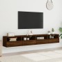 Wall-mounted TV units 2 pieces oak wood brown 100x30x30 cm by , TV Furniture - Ref: Foro24-836895, Price: 108,34 €, Discount: %