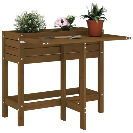 Planter with folding lid made of solid pine wood in honey brown. by , Pots and planters - Ref: Foro24-825124, Price: 94,96 €,...