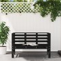 Solid black pine wood garden bench 111.5x53x71 cm by , garden benches - Ref: Foro24-825139, Price: 75,98 €, Discount: %