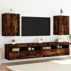 Wall-mounted TV furniture, set of 2, smoked oak wood, 40.5x30x60 cm by , TV Furniture - Ref: Foro24-836919, Price: 71,99 €, D...