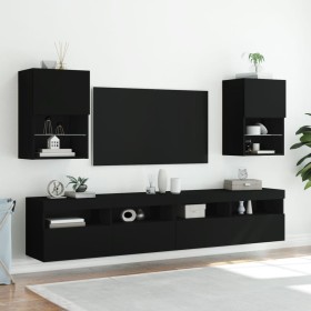 TV furniture with LED lights 2 units black 40.5x30x60 cm by , TV Furniture - Ref: Foro24-837032, Price: 83,41 €, Discount: %