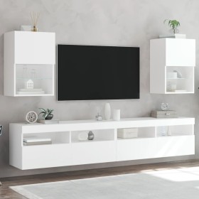 TV cabinets with LED lights 2 units white 40.5x30x60 cm by , TV Furniture - Ref: Foro24-837030, Price: 82,04 €, Discount: %