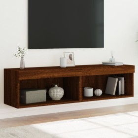 TV cabinets with LED lights 2 units brown oak 60x30x30 cm by , TV Furniture - Ref: Foro24-837140, Price: 60,99 €, Discount: %