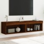 TV cabinets with LED lights 2 units brown oak 60x30x30 cm by , TV Furniture - Ref: Foro24-837140, Price: 63,30 €, Discount: %