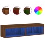 Muebles de TV con luces LED 2 uds marrón roble 60x30x30 cm de , Muebles TV - Ref: Foro24-837140, Precio: 63,25 €, Descuento: %