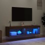 Muebles de TV con luces LED 2 uds marrón roble 60x30x30 cm de , Muebles TV - Ref: Foro24-837140, Precio: 63,25 €, Descuento: %