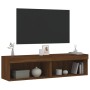 TV cabinets with LED lights 2 units brown oak 60x30x30 cm by , TV Furniture - Ref: Foro24-837140, Price: 63,30 €, Discount: %