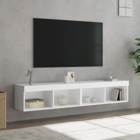 TV cabinets with LED lights 2 units white 80x30x30 cm by , TV Furniture - Ref: Foro24-837142, Price: 81,99 €, Discount: %