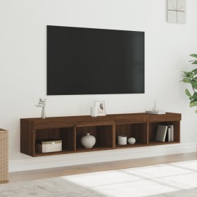 Muebles de TV con luces LED 2 uds marrón roble 80x30x30 cm de , Muebles TV - Ref: Foro24-837154, Precio: 83,07 €, Descuento: %