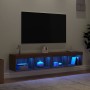 TV cabinets with LED lights 2 units brown oak 80x30x30 cm by , TV Furniture - Ref: Foro24-837154, Price: 83,07 €, Discount: %