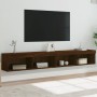 TV cabinets with LED lights 2 units brown oak 100x30x30 cm by , TV Furniture - Ref: Foro24-837168, Price: 83,99 €, Discount: %