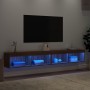 Muebles de TV con luces LED 2 uds marrón roble 100x30x30 cm de , Muebles TV - Ref: Foro24-837168, Precio: 85,86 €, Descuento: %