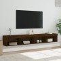 TV cabinets with LED lights 2 units brown oak 100x30x30 cm by , TV Furniture - Ref: Foro24-837168, Price: 83,99 €, Discount: %