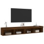 TV cabinets with LED lights 2 units brown oak 100x30x30 cm by , TV Furniture - Ref: Foro24-837168, Price: 83,99 €, Discount: %