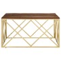 Golden stainless steel and solid wood coffee table by , Coffee table - Ref: Foro24-349982, Price: 309,72 €, Discount: %