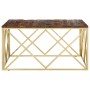 Golden stainless steel and solid wood coffee table by , Coffee table - Ref: Foro24-349982, Price: 309,72 €, Discount: %