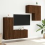 Wall-mounted TV furniture set, 4 pieces, engineered wood, brown oak. by , TV Furniture - Ref: Foro24-3216434, Price: 175,99 €...