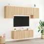 Wall-mounted TV furniture set, 6 pieces, engineered wood, Sonoma oak. by , TV Furniture - Ref: Foro24-3216441, Price: 192,29 ...