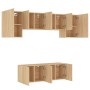 Wall-mounted TV furniture set, 6 pieces, engineered wood, Sonoma oak. by , TV Furniture - Ref: Foro24-3216441, Price: 192,29 ...