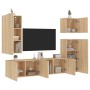 Wall-mounted TV furniture set, 5 pieces, engineered wood, Sonoma oak. by , TV Furniture - Ref: Foro24-3216448, Price: 216,18 ...