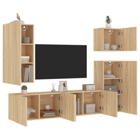 Wand-TV-Möbel 5 Stück Holzwerkstoff Sonoma Eiche von , TV-Möbel - Ref: Foro24-3216448, Preis: 216,18 €, Rabatt: %