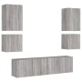 Wall-mounted TV furniture set, 6 pieces, engineered wood, Sonoma gray. by , TV Furniture - Ref: Foro24-3216476, Price: 209,71...