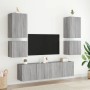 Wall-mounted TV furniture set, 6 pieces, engineered wood, Sonoma gray. by , TV Furniture - Ref: Foro24-3216476, Price: 209,71...