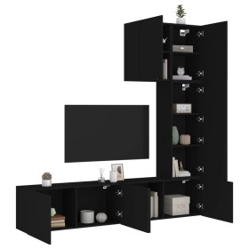 Muebles de TV de pared 5 piezas madera de ingeniería negro de , Muebles TV - Ref: Foro24-3216483, Precio: 227,01 €, Descuento: %