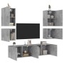 Muebles de TV de pared 6 pzas madera ingeniería gris hormigón de , Muebles TV - Ref: Foro24-3216474, Precio: 199,41 €, Descue...