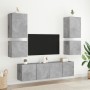 Wall-mounted TV furniture set, 6 pieces, engineered wood, gray concrete. by , TV Furniture - Ref: Foro24-3216474, Price: 199,...