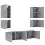 Wall-mounted TV furniture set, 6 pieces, engineered wood, gray concrete. by , TV Furniture - Ref: Foro24-3216474, Price: 199,...