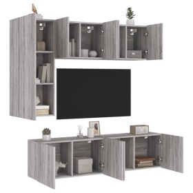 Wall-mounted TV furniture set, 5 pieces, engineered wood, Sonoma gray. by , TV Furniture - Ref: Foro24-3216469, Price: 216,48...