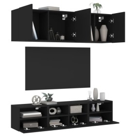 Wall-mounted TV furniture set, 5 pieces, engineered wood, black by , TV Furniture - Ref: Foro24-3216512, Price: 157,54 €, Dis...