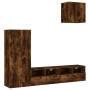 Wall-mounted TV furniture set, 4 pieces, engineered wood, smoked oak. by , TV Furniture - Ref: Foro24-3216504, Price: 149,50 ...