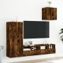 Wall-mounted TV furniture set, 4 pieces, engineered wood, smoked oak. by , TV Furniture - Ref: Foro24-3216504, Price: 149,50 ...