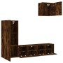 Wall-mounted TV furniture set, 4 pieces, engineered wood, smoked oak. by , TV Furniture - Ref: Foro24-3216504, Price: 149,50 ...