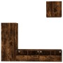 Wall-mounted TV furniture set, 4 pieces, engineered wood, smoked oak. by , TV Furniture - Ref: Foro24-3216504, Price: 149,50 ...