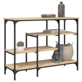 Mesa consola con estantes roble Sonoma 100x35x75 cm de , Mesas auxiliares - Ref: Foro24-837788, Precio: 72,27 €, Descuento: %