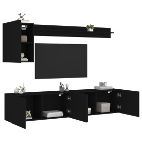 5-Piece Black Engineered Wood Wall TV Cabinets by , TV Furniture - Ref: Foro24-3216497, Price: 163,99 €, Discount: %