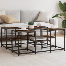 Engineered wood smoked oak coffee table 91x91x40 cm by , Coffee table - Ref: Foro24-839075, Price: 62,99 €, Discount: %