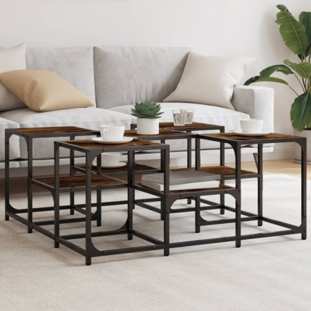 Engineered wood smoked oak coffee table 91x91x40 cm by , Coffee table - Ref: Foro24-839075, Price: 54,79 €, Discount: %