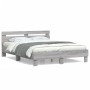 Sonoma gray engineered wood bed with headboard 140x190 cm by , Beds and slatted bases - Ref: Foro24-3207439, Price: 158,99 €,...