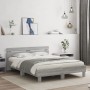 Sonoma gray engineered wood bed with headboard 140x190 cm by , Beds and slatted bases - Ref: Foro24-3207439, Price: 158,99 €,...