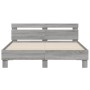 Sonoma gray engineered wood bed with headboard 140x190 cm by , Beds and slatted bases - Ref: Foro24-3207439, Price: 158,99 €,...