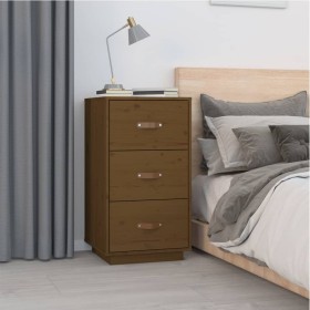 Mesita de noche madera maciza de pino marrón miel 40x40x75 cm de vidaXL, Mesitas de noche - Ref: Foro24-818341, Precio: 99,99...