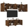 Wall-mounted TV furniture set, 6 pieces, engineered wood, smoked oak. by , TV Furniture - Ref: Foro24-3216443, Price: 201,80 ...