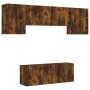 Wall-mounted TV furniture set, 6 pieces, engineered wood, smoked oak. by , TV Furniture - Ref: Foro24-3216443, Price: 201,80 ...